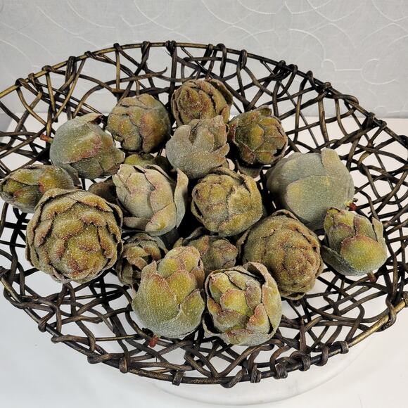 Vintage‎ Faux Artichokes Green Crystallized Farmhouse Kitchen Decor 21 pcs - Picture 1 of 11